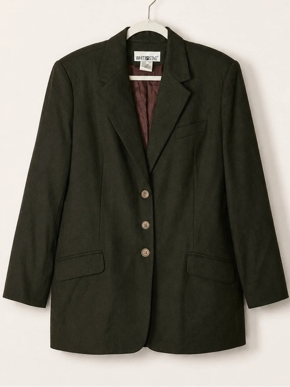 White Stag Wool Blazer Bundle Sz 14 Camel Dark Olive Plaid Jackets Lot 3 Office - Picture 4 of 14